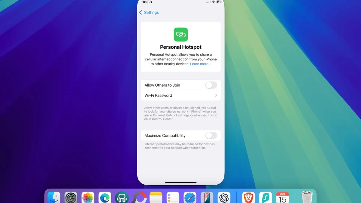 No pueden usar el reflejo de iPhone y el punto de acceso juntos - Elija uno