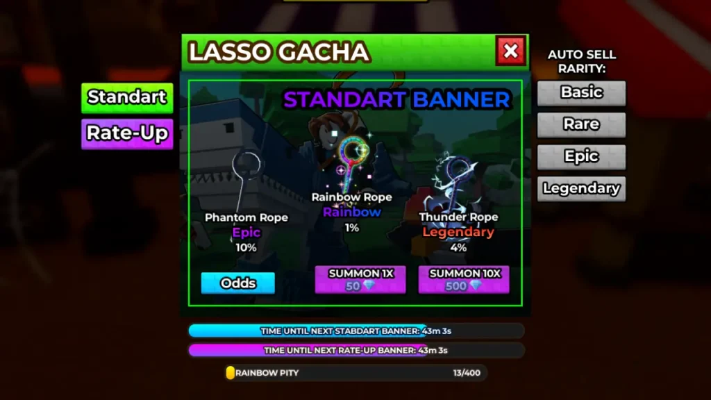 Lasso gacha Lazos en Criar animales