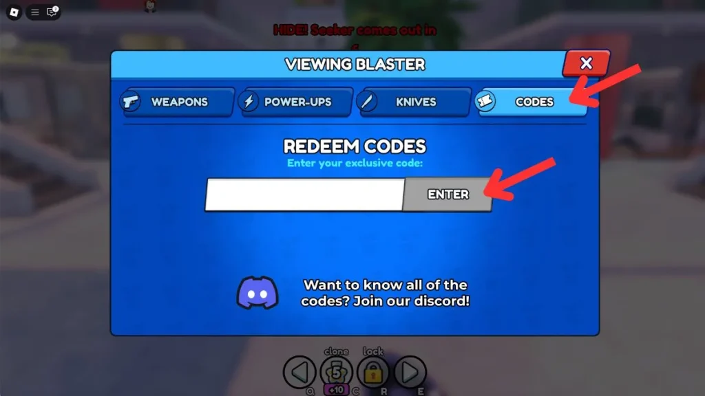 canjear códigos de ocultar o morir de Roblox