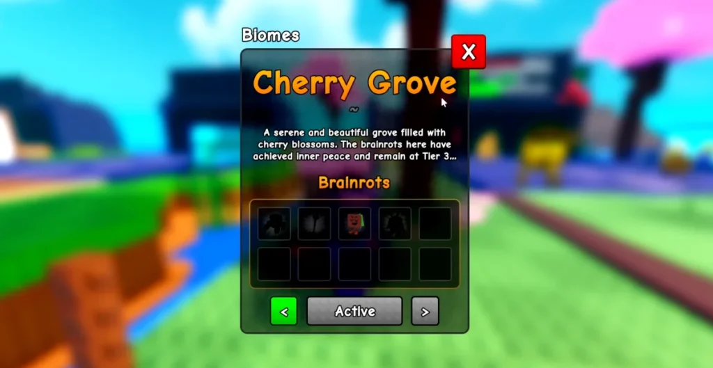 Plantas del bioma de Cherry Grove frente a Brainrots