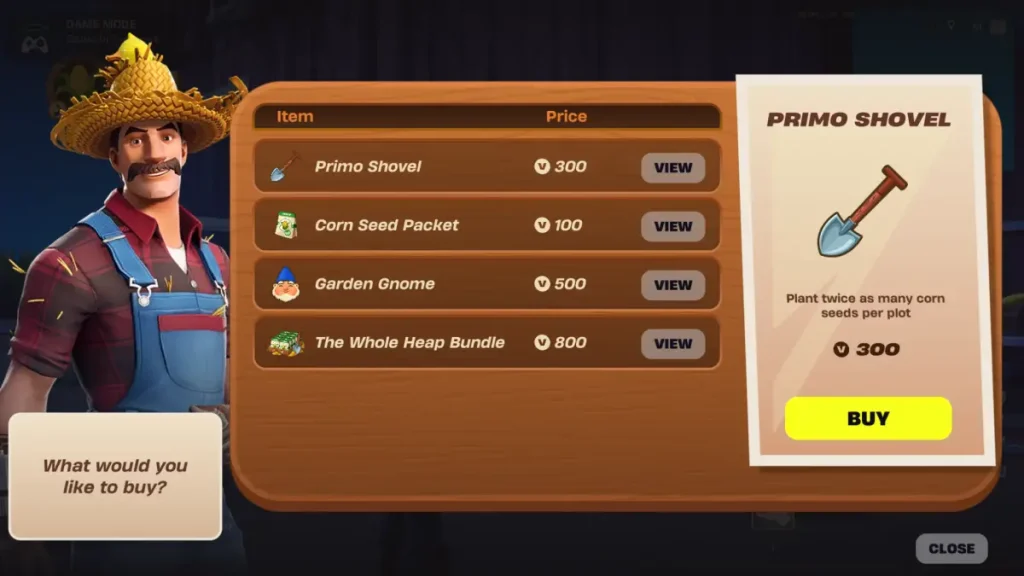 Transacciones dentro de la isla de Fortnite