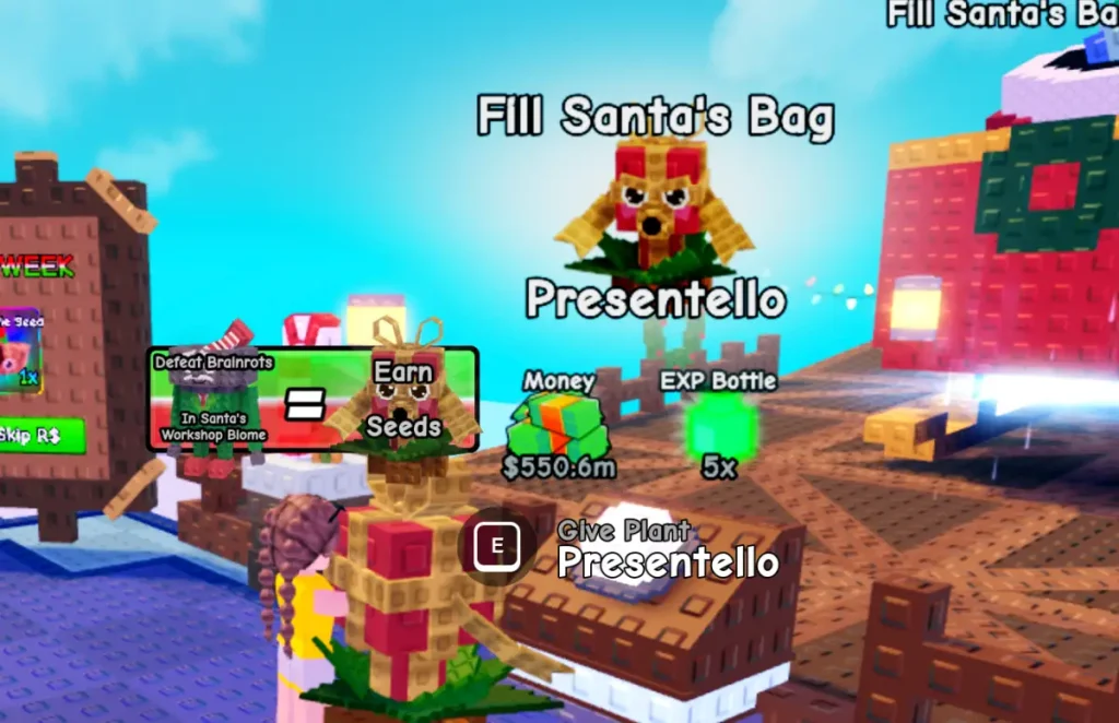 Plantas de bolsa de Papá Noel vs Brainrots
