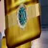 Reloj verde y dorado