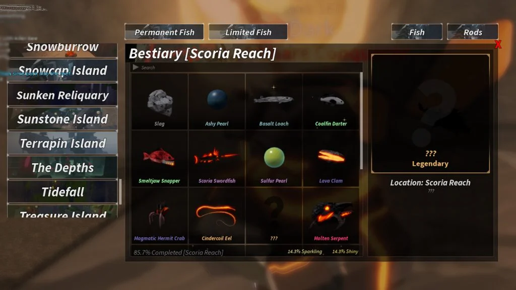 Todo el pescado en Scoria Reach