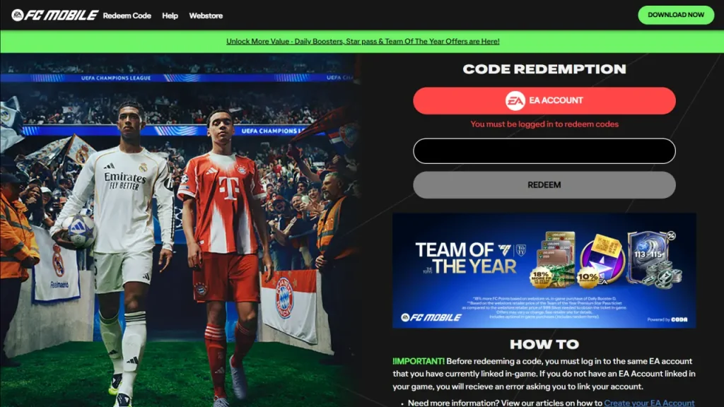 Canje de código móvil de EA Sports FC