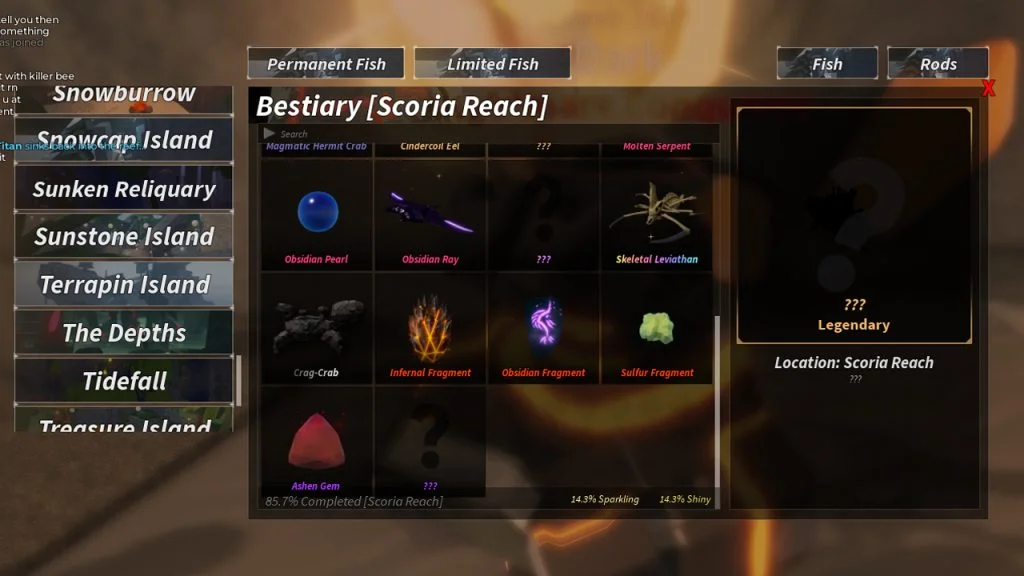 Todo el pescado en Scoria Reach