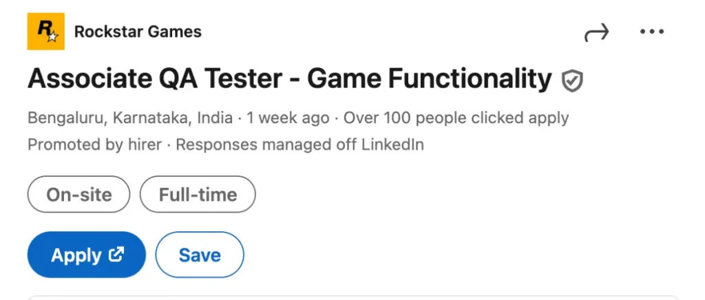 Probadores de juegos de Rockstar India