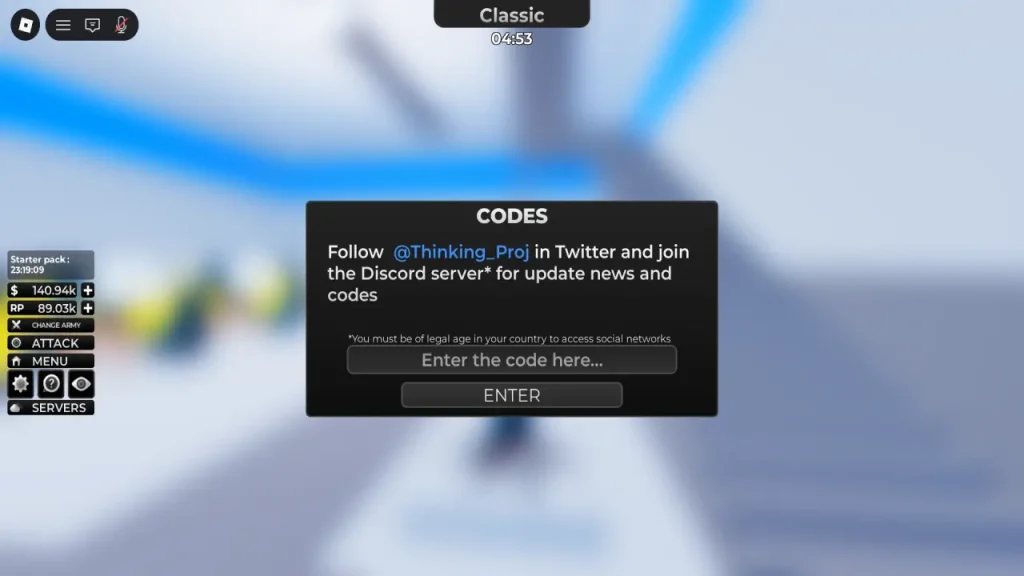Canje del código Noob Army Tycoon